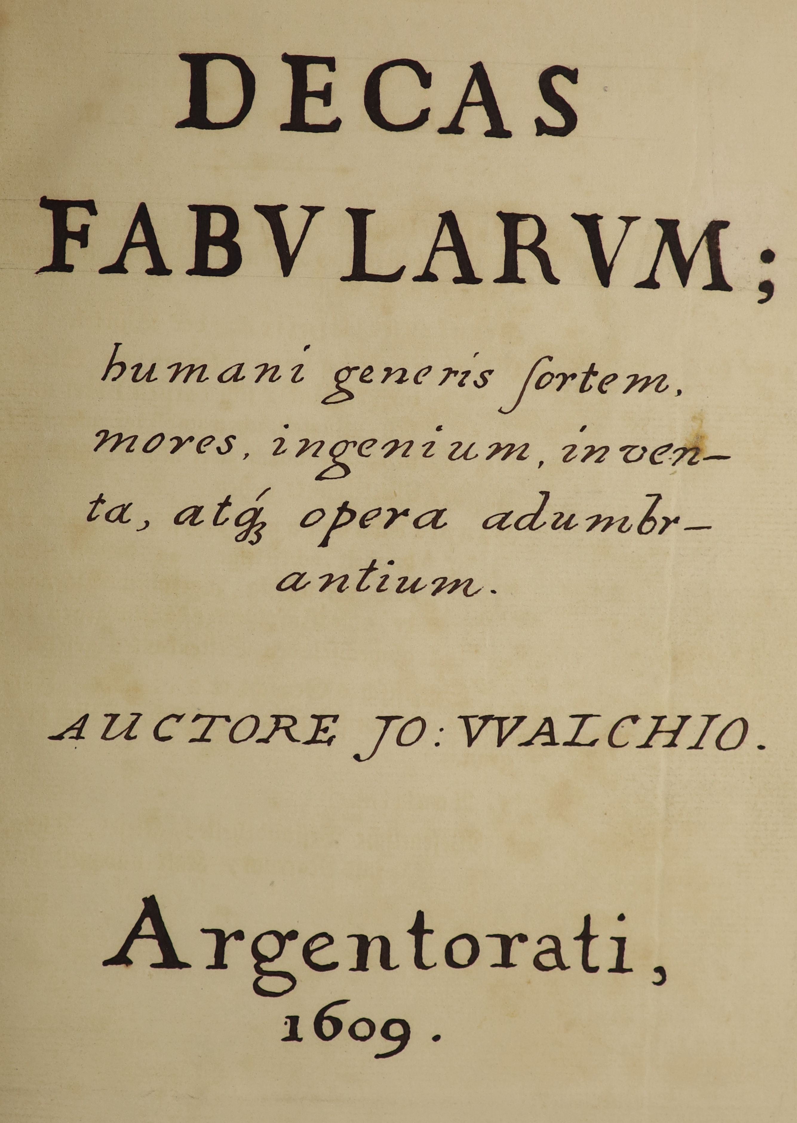 [Walch, Johann. Decas Fabularum Humani Generis Sortem...]